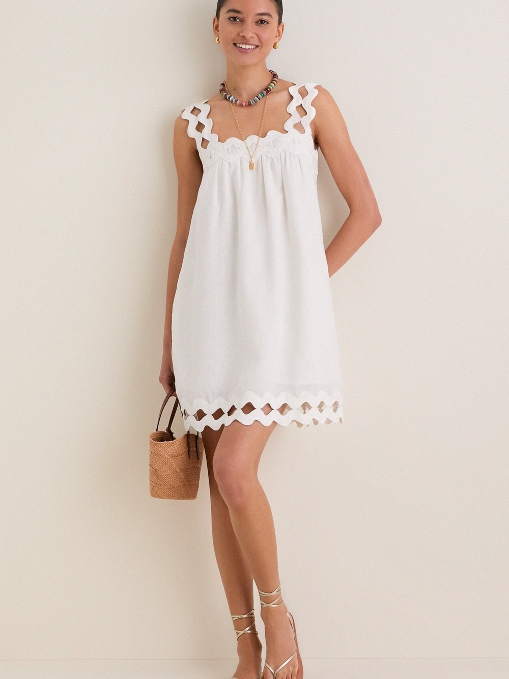 Tuckernuck White Ric Rac Linen Ellis Mini Dress